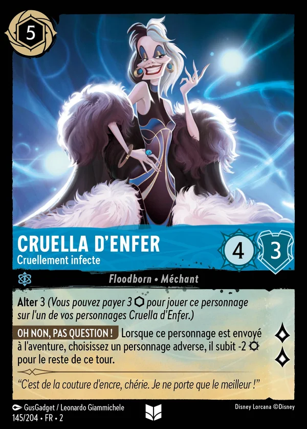 Cruella d'Enfer - Cruellement infecte — Disney Lorcana Personnage card from Rise of the Floodborn