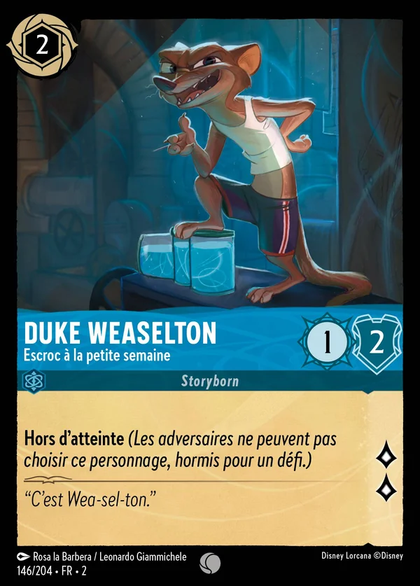 Duke Weaselton - Escroc à la petite semaine — Disney Lorcana Personnage card from Rise of the Floodborn