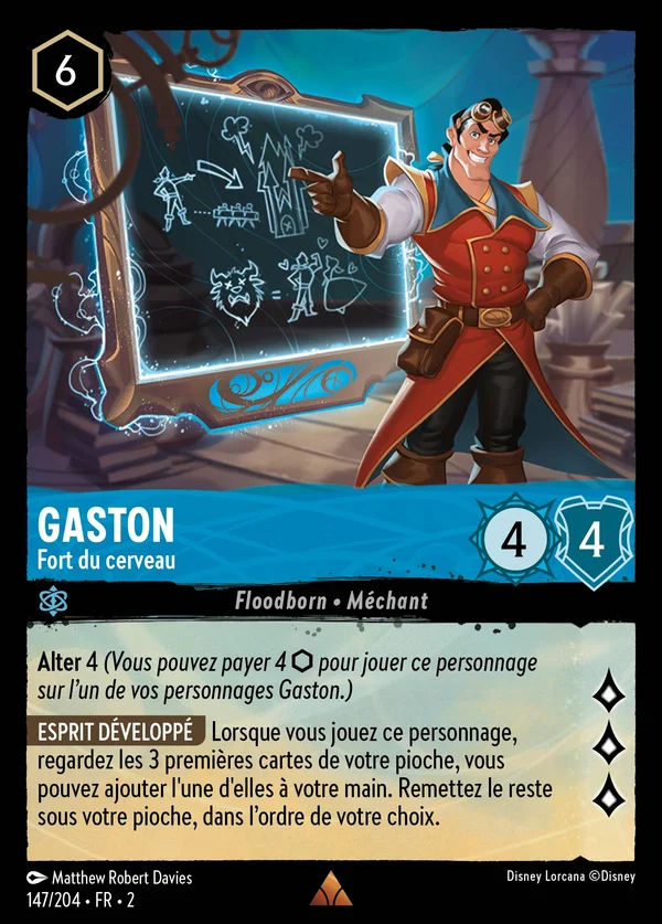 Gaston - Fort du cerveau — Disney Lorcana Personnage card from Rise of the Floodborn