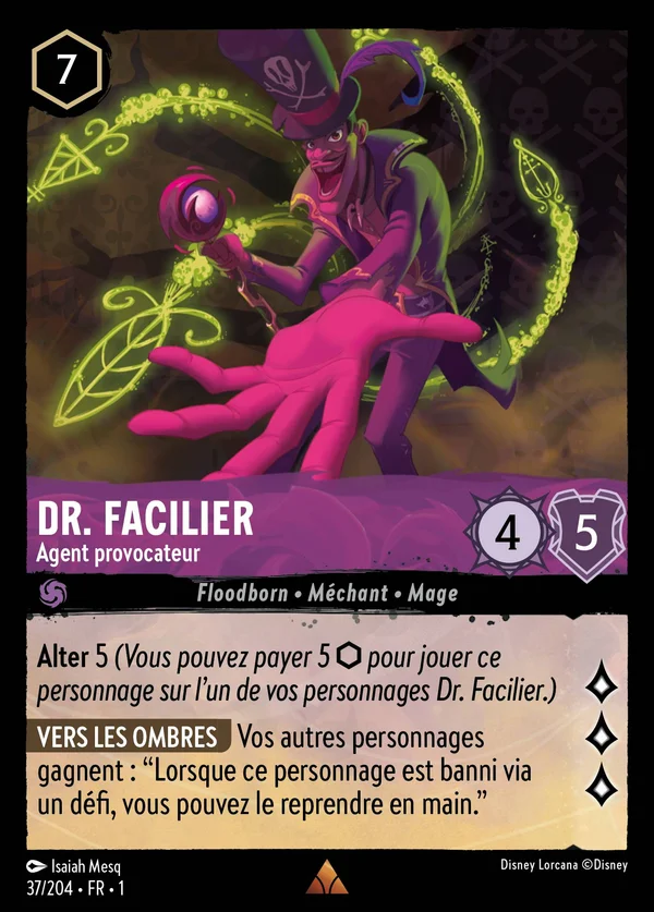 Dr. Facilier - Agent provocateur — Disney Lorcana Personnage card from The First Chapter