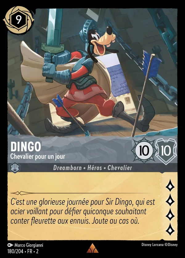 Dingo - Chevalier pour un jour — Disney Lorcana Personnage card from Rise of the Floodborn