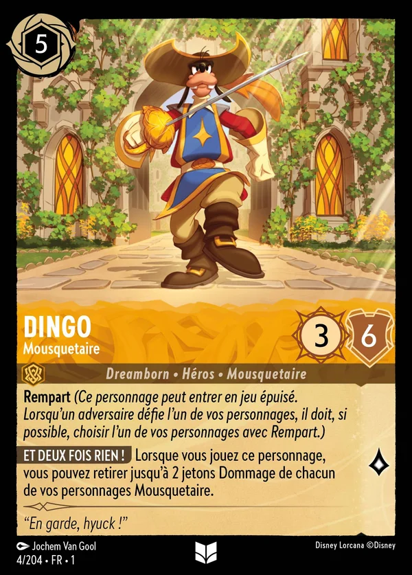 Dingo - Mousquetaire — Disney Lorcana Personnage card from The First Chapter