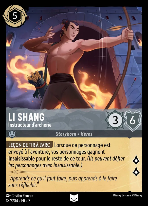 Li Shang - Instructeur d'archerie — Disney Lorcana Personnage card from Rise of the Floodborn