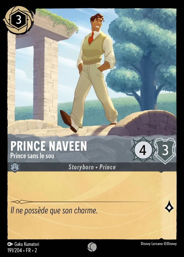 Prince Naveen - Prince sans le sou — Disney Lorcana Personnage card from Rise of the Floodborn