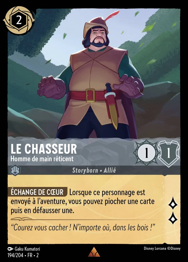 Le chasseur - Homme de main réticent — Disney Lorcana Personnage card from Rise of the Floodborn