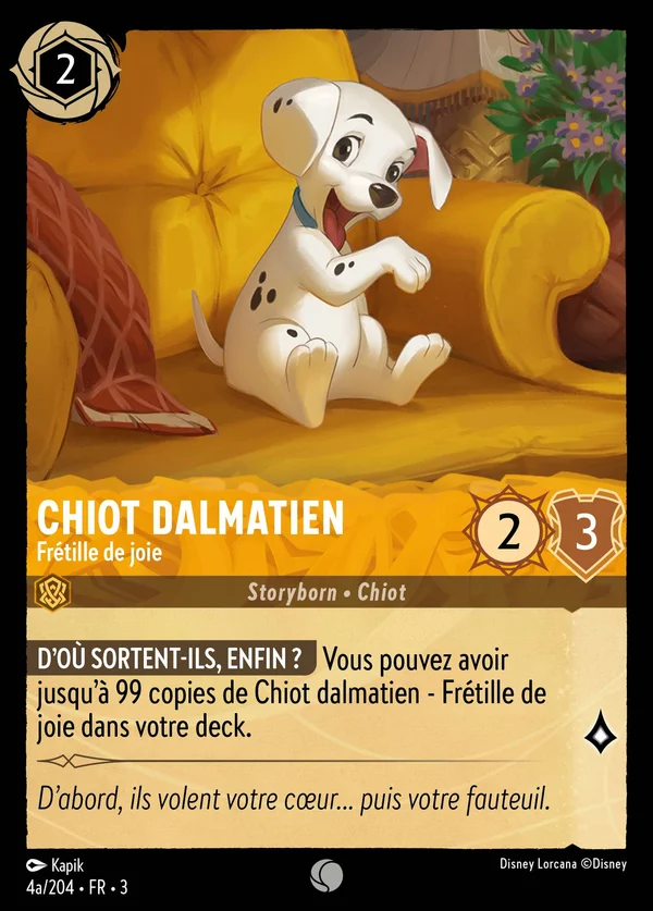 Chiot dalmatien - Frétille de joie — Disney Lorcana Personnage card from Into the Inklands