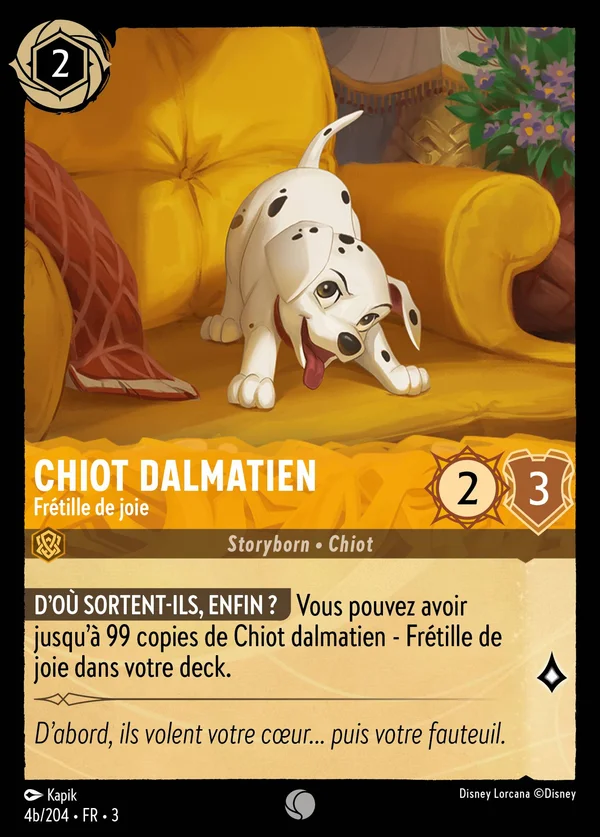 Chiot dalmatien - Frétille de joie — Disney Lorcana Personnage card from Into the Inklands