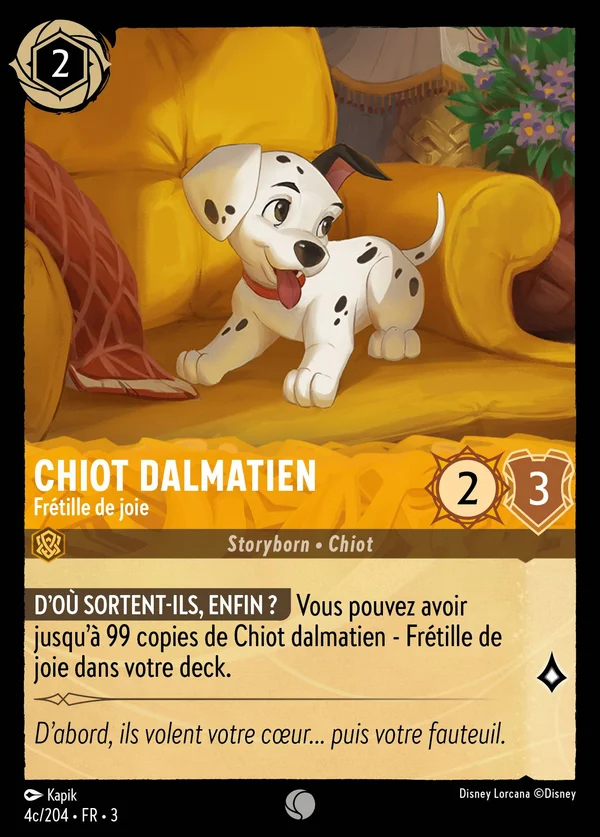 Chiot dalmatien - Frétille de joie — Disney Lorcana Personnage card from Into the Inklands