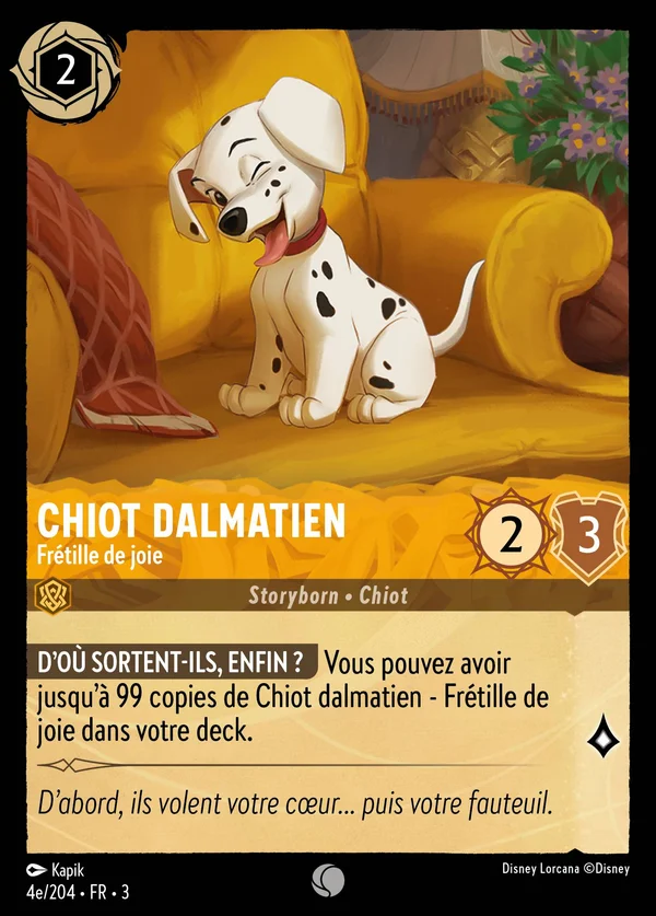 Chiot dalmatien - Frétille de joie — Disney Lorcana Personnage card from Into the Inklands