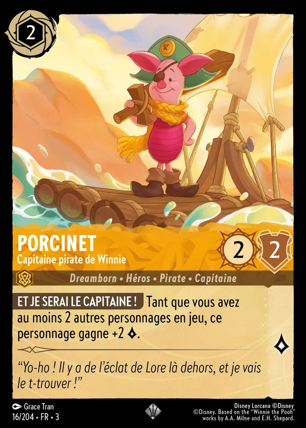Porcinet - Capitaine pirate de Winnie — Disney Lorcana Personnage card from Into the Inklands
