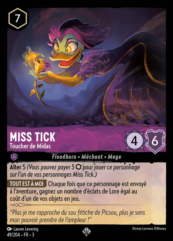 Miss Tick - Toucher de Midas — Disney Lorcana Personnage card from Into the Inklands