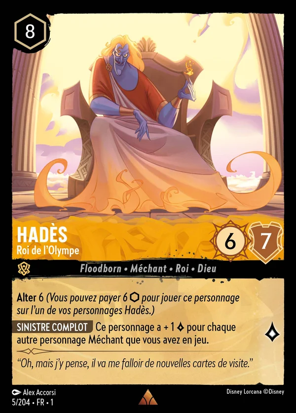Hadès - Roi de l'Olympe — Disney Lorcana Personnage card from The First Chapter