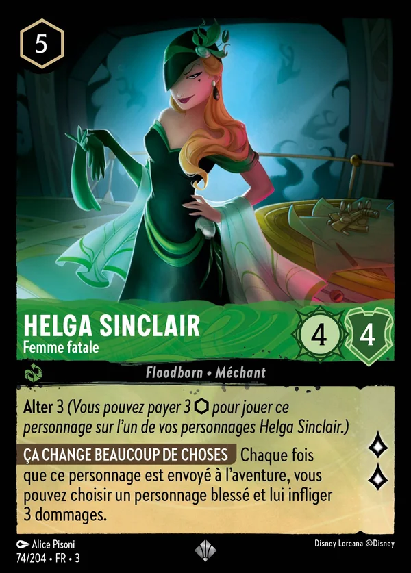 Helga Sinclair - Femme fatale — Disney Lorcana Personnage card from Into the Inklands
