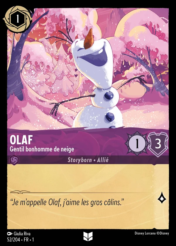 Olaf - Gentil bonhomme de neige — Disney Lorcana Personnage card from The First Chapter