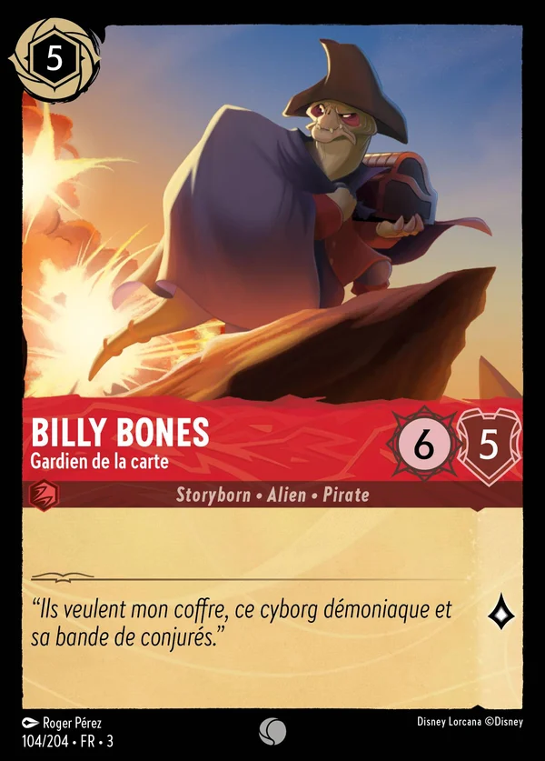Billy Bones - Gardien de la carte — Disney Lorcana Personnage card from Into the Inklands
