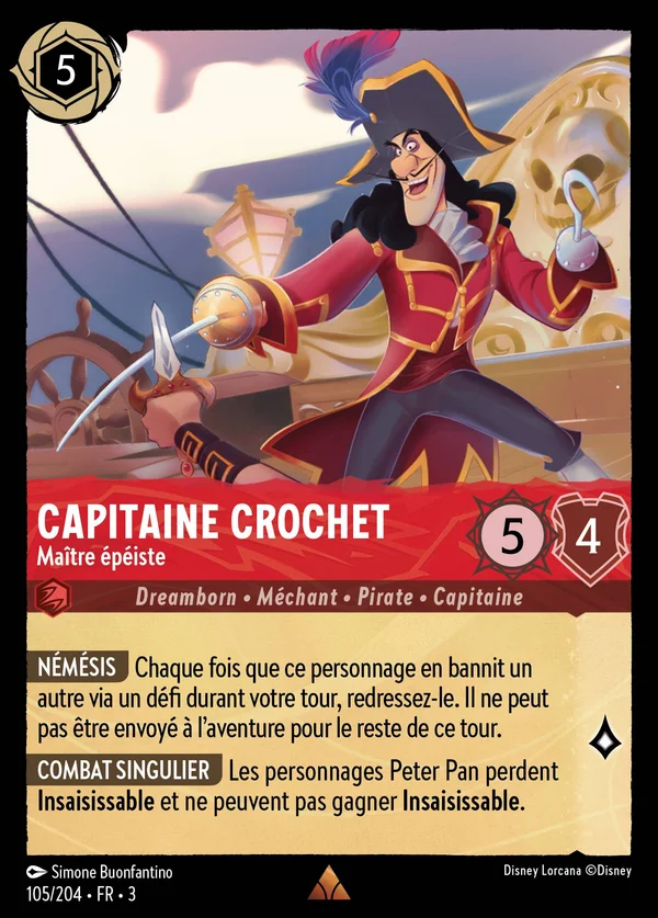 Capitaine Crochet - Maître épéiste — Disney Lorcana Personnage card from Into the Inklands