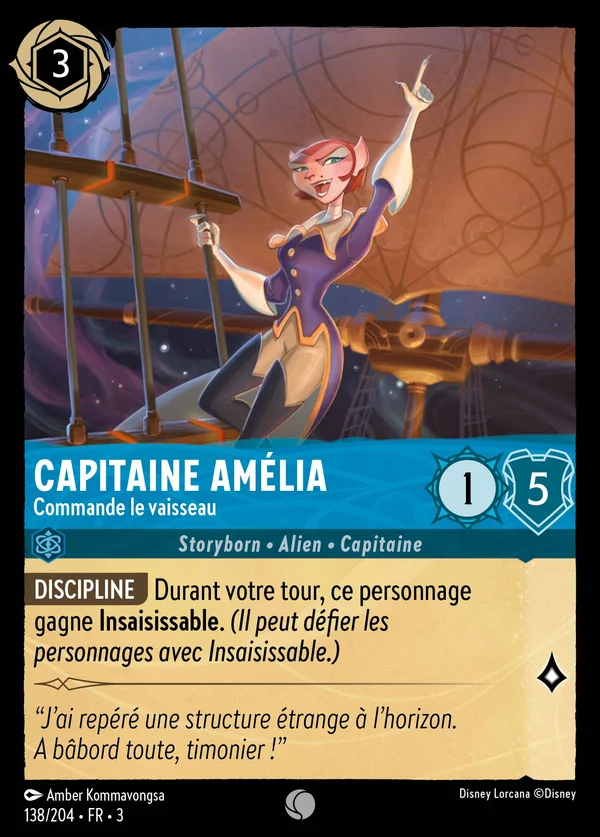 Capitaine Amélia - Commande le vaisseau — Disney Lorcana Personnage card from Into the Inklands