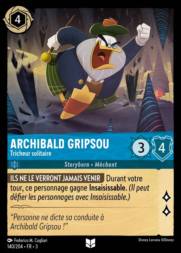 Archibald Gripsou - Tricheur solitaire — Disney Lorcana Personnage card from Into the Inklands