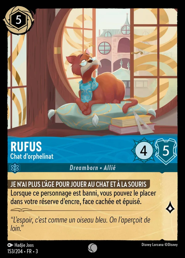 Rufus - Chat d'orphelinat — Disney Lorcana Personnage card from Into the Inklands