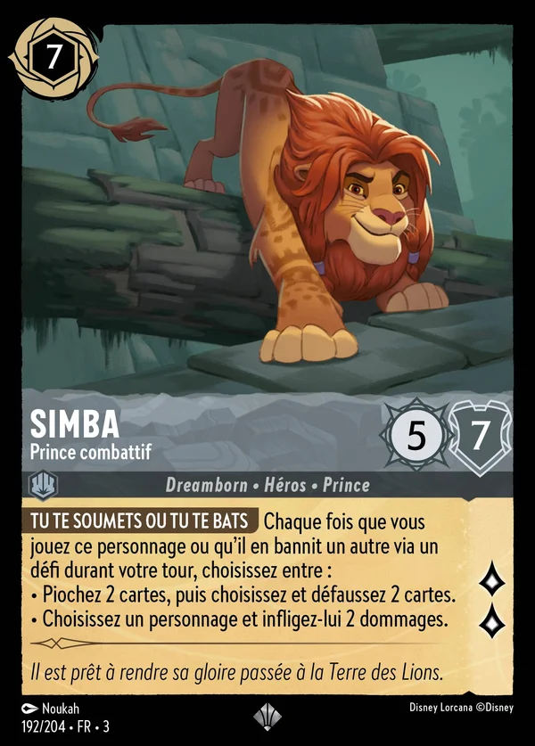 Simba - Prince combattif — Disney Lorcana Personnage card from Into the Inklands