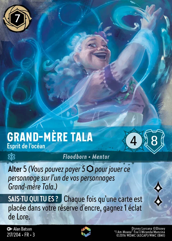 Grand-mère Tala - Esprit de l'océan — Disney Lorcana Personnage card from Into the Inklands