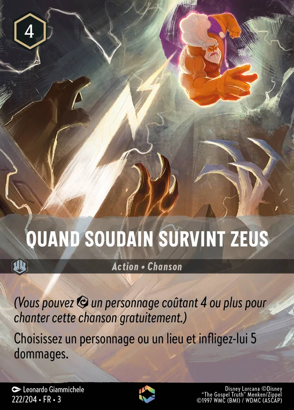 Quand soudain survint Zeus — Disney Lorcana Action card from Into the Inklands