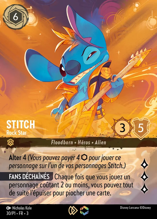 Stitch - Rock Star — Disney Lorcana Personnage card from Into the Inklands