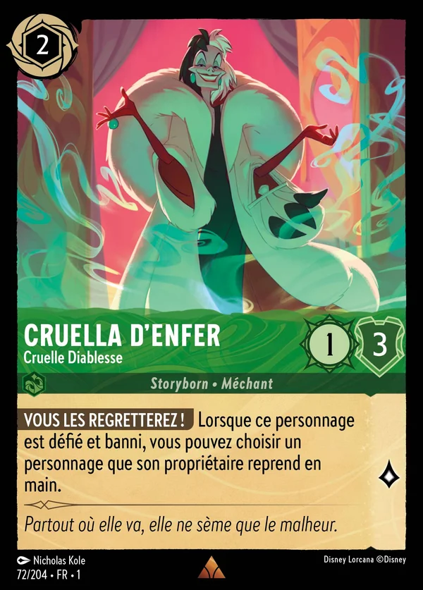 Cruella d'Enfer - Cruelle Diablesse — Disney Lorcana Personnage card from The First Chapter