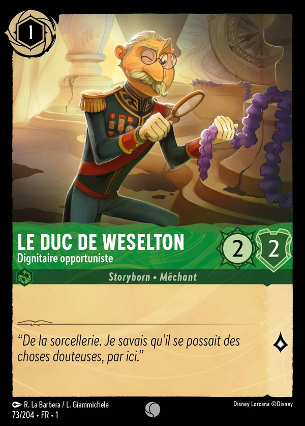 Le Duc de Weselton - Dignitaire opportuniste — Disney Lorcana Personnage card from The First Chapter