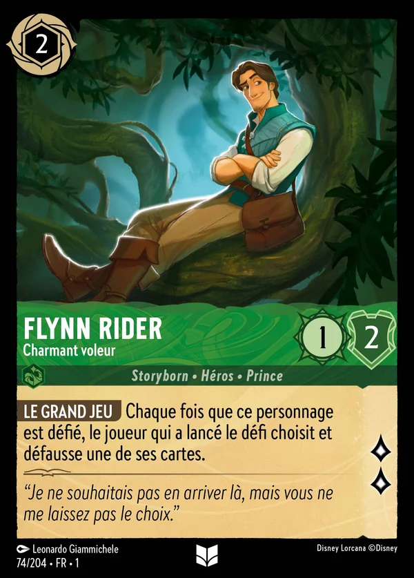 Flynn Rider - Charmant voleur — Disney Lorcana Personnage card from The First Chapter