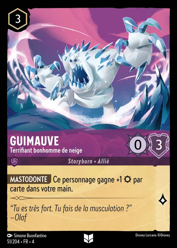 Guimauve - Terrifiant bonhomme de neige — Disney Lorcana Personnage card from Ursula's Return