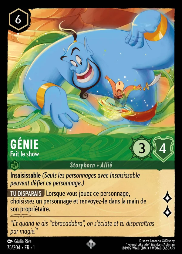 Génie - Fait le show — Disney Lorcana Personnage card from The First Chapter