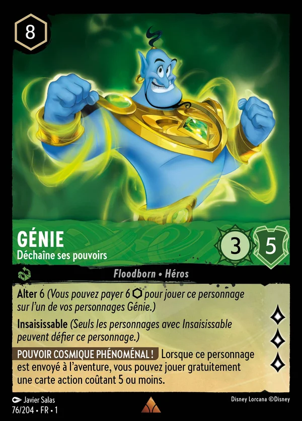 Génie - Déchaîne ses pouvoirs — Disney Lorcana Personnage card from The First Chapter