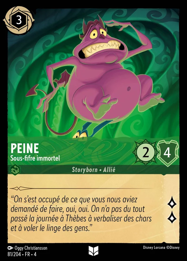 Peine - Sous-fifre immortel — Disney Lorcana Personnage card from Ursula's Return