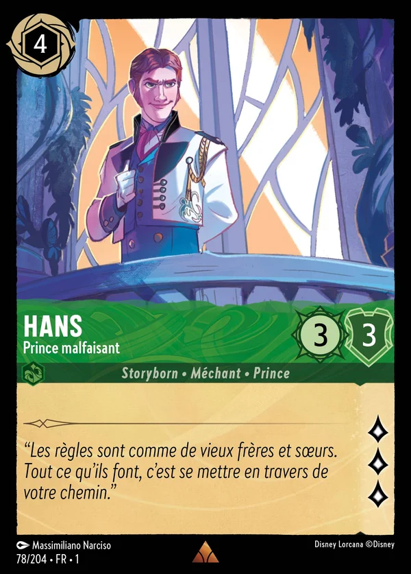 Hans - Prince malfaisant — Disney Lorcana Personnage card from The First Chapter