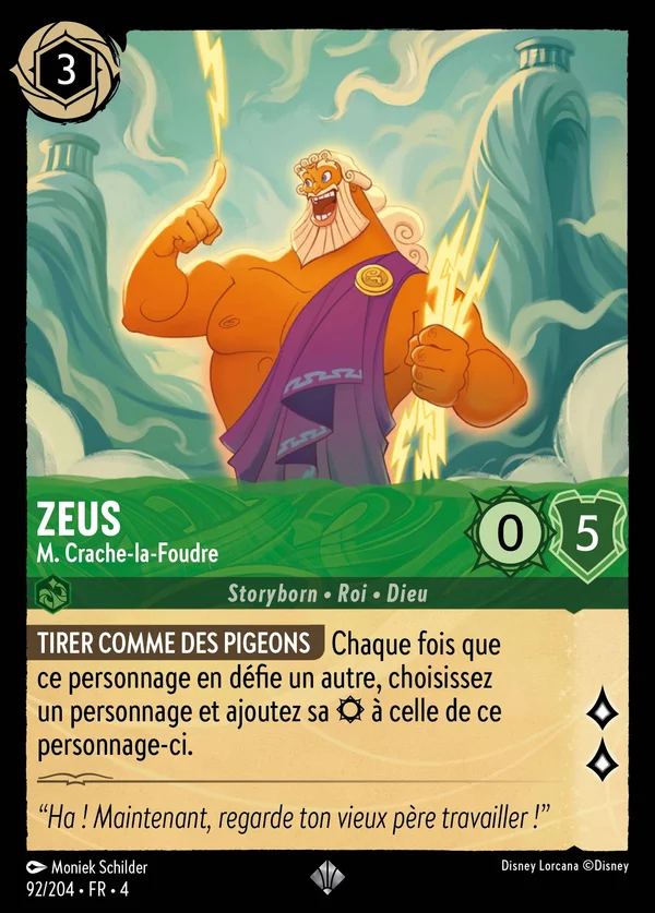 Zeus - M. Crache-la-Foudre — Disney Lorcana Personnage card from Ursula's Return