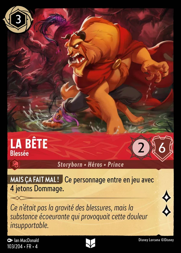 La Bête - Blessée — Disney Lorcana Personnage card from Ursula's Return