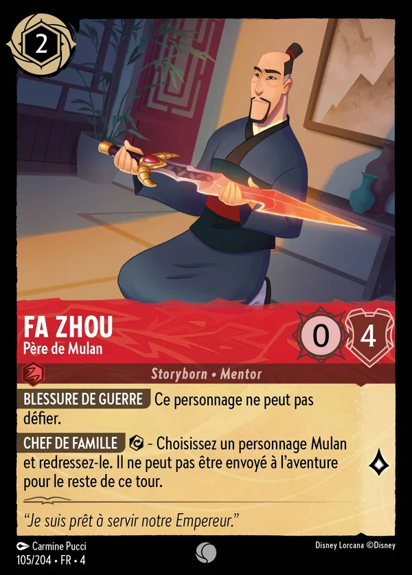 Fa Zhou - Père de Mulan — Disney Lorcana Personnage card from Ursula's Return