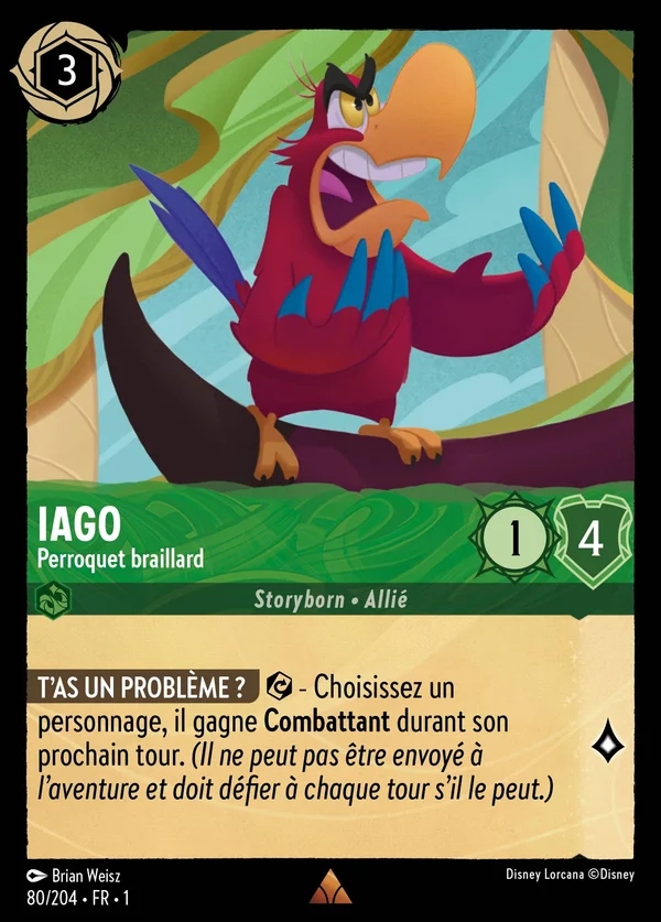 Iago - Perroquet braillard — Disney Lorcana Personnage card from The First Chapter