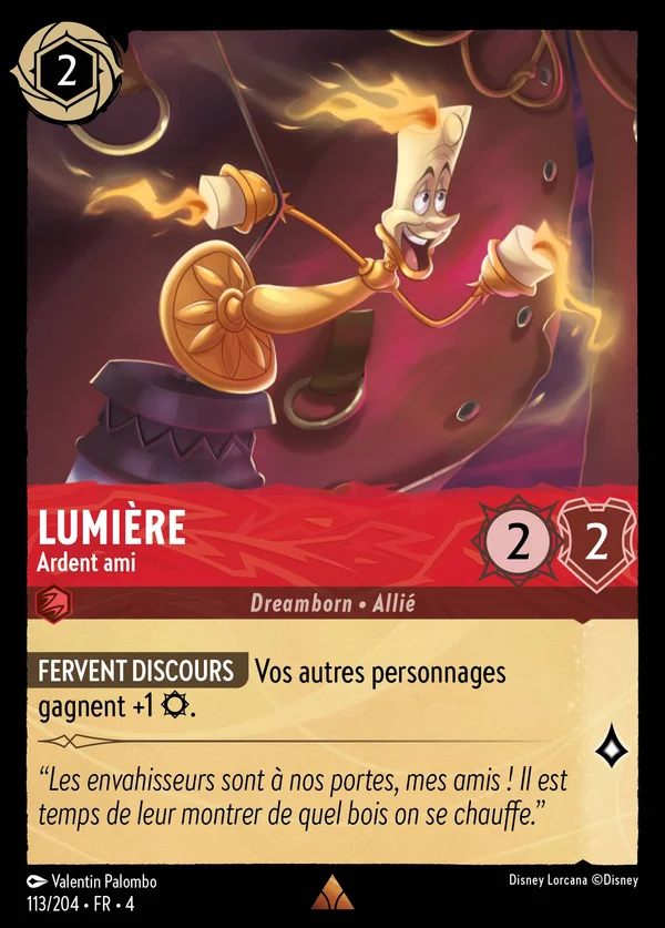 Lumière - Ardent ami — Disney Lorcana Personnage card from Ursula's Return