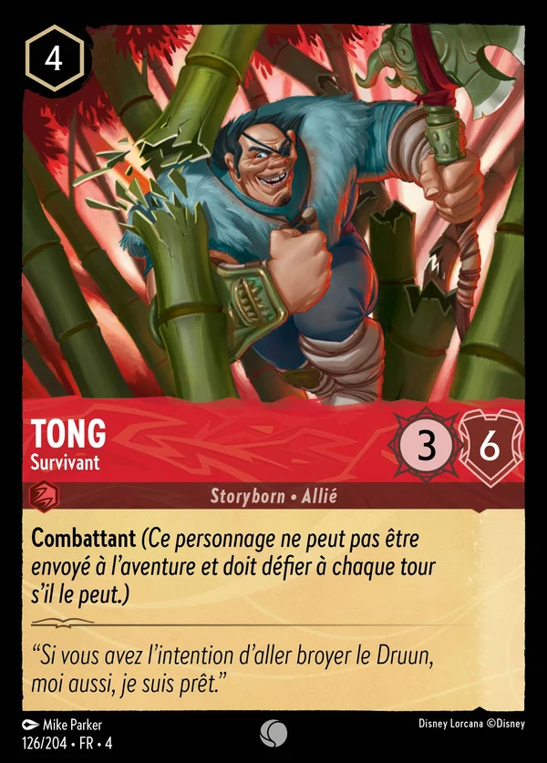 Tong - Survivant — Disney Lorcana Personnage card from Ursula's Return