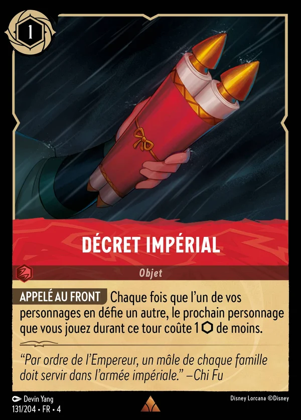 Décret Impérial — Disney Lorcana Objet card from Ursula's Return