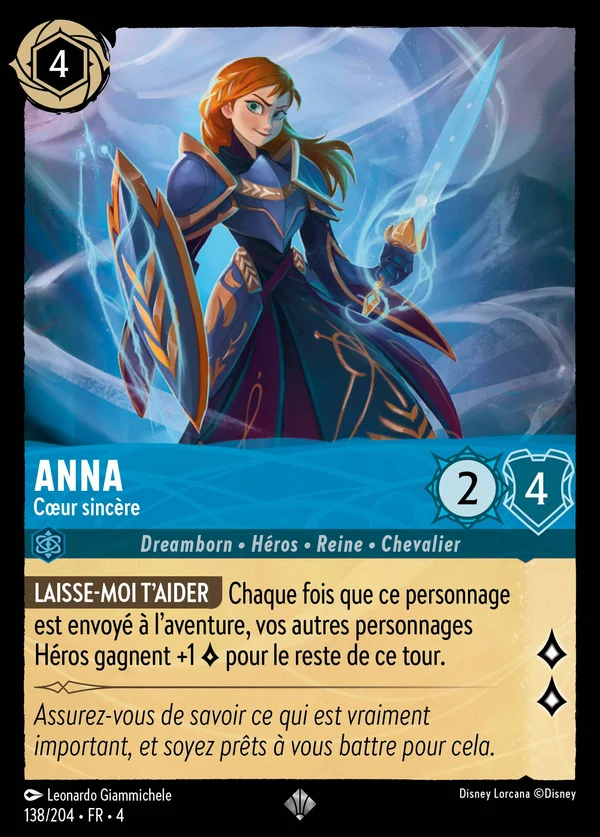Anna - Cœur sincère — Disney Lorcana Personnage card from Ursula's Return