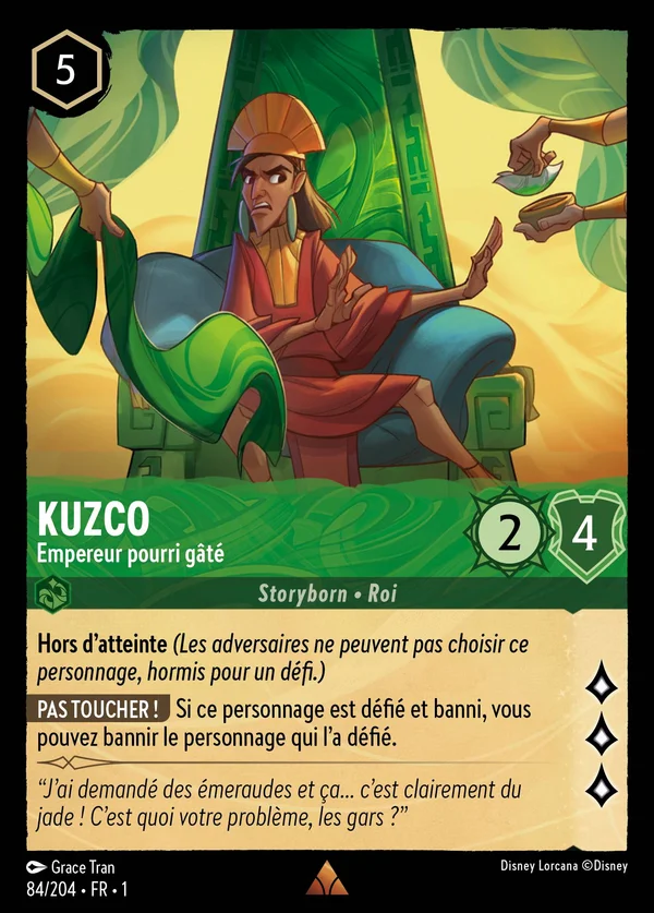 Kuzco - Empereur pourri gâté — Disney Lorcana Personnage card from The First Chapter
