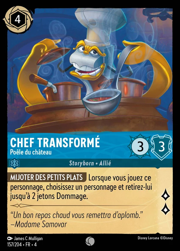 Chef Transformé - Poêle du château — Disney Lorcana Personnage card from Ursula's Return
