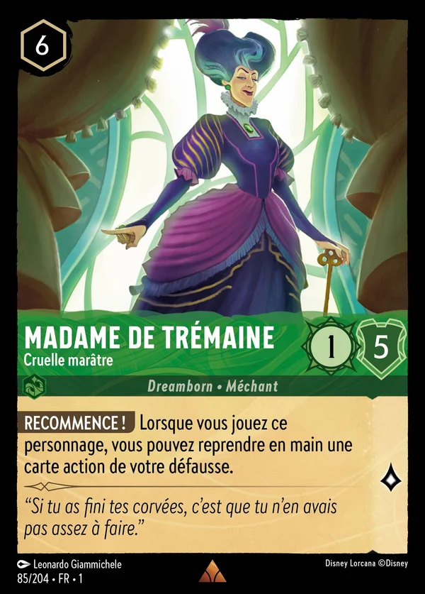 Madame de Trémaine - Cruelle marâtre — Disney Lorcana Personnage card from The First Chapter