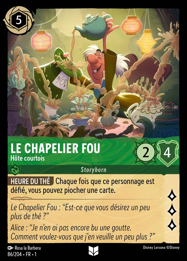 Le Chapelier Fou - Hôte courtois — Disney Lorcana Personnage card from The First Chapter