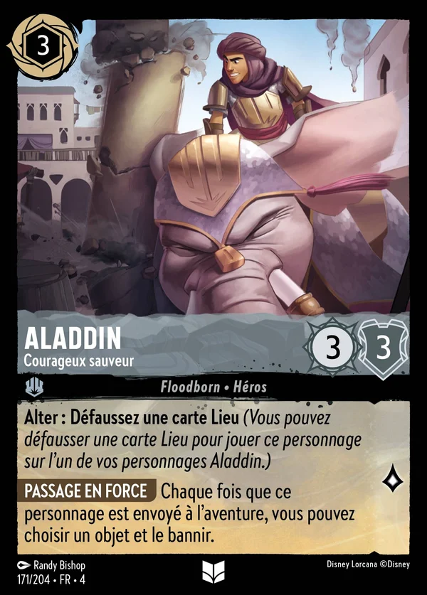 Aladdin - Courageux sauveur — Disney Lorcana Personnage card from Ursula's Return