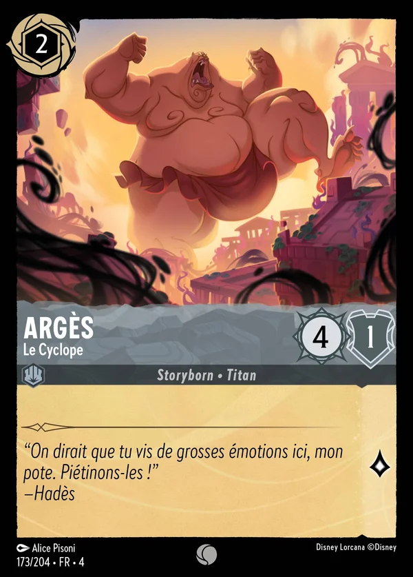 Argès - Le Cyclope — Disney Lorcana Personnage card from Ursula's Return