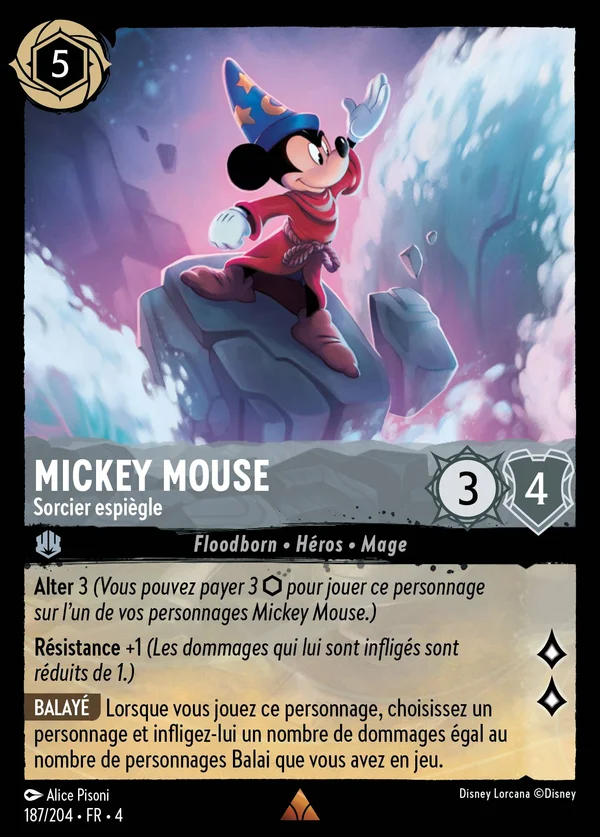 Mickey Mouse - Sorcier espiègle — Disney Lorcana Personnage card from Ursula's Return